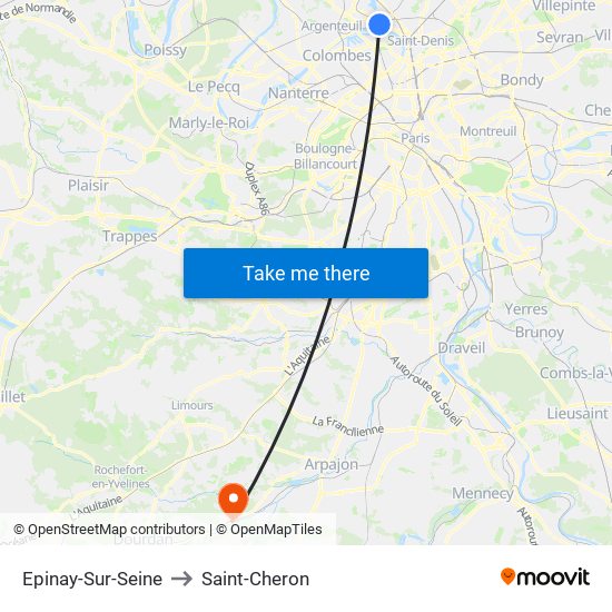 Epinay-Sur-Seine to Saint-Cheron map