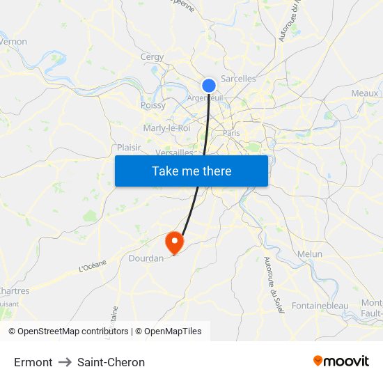 Ermont to Saint-Cheron map