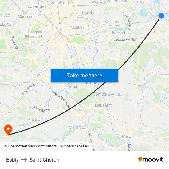 Esbly to Saint-Cheron map