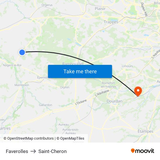 Faverolles to Saint-Cheron map