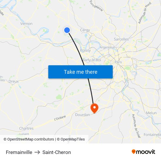 Fremainville to Saint-Cheron map