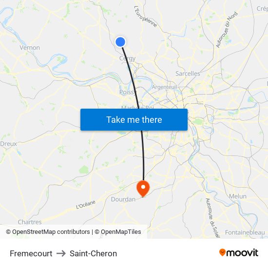 Fremecourt to Saint-Cheron map