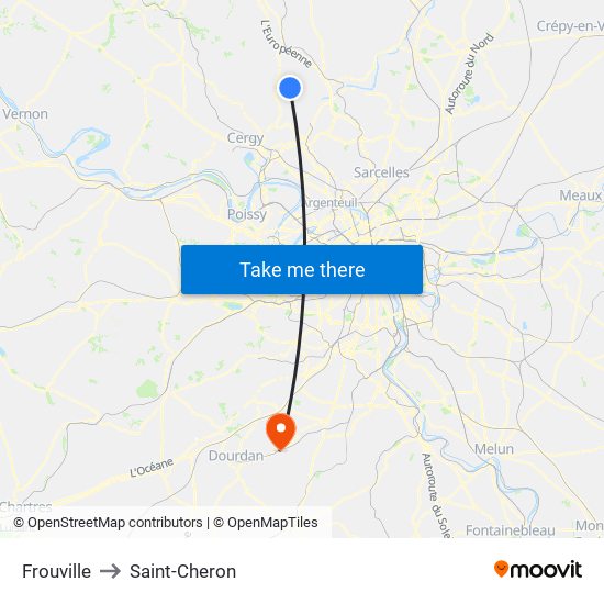 Frouville to Saint-Cheron map
