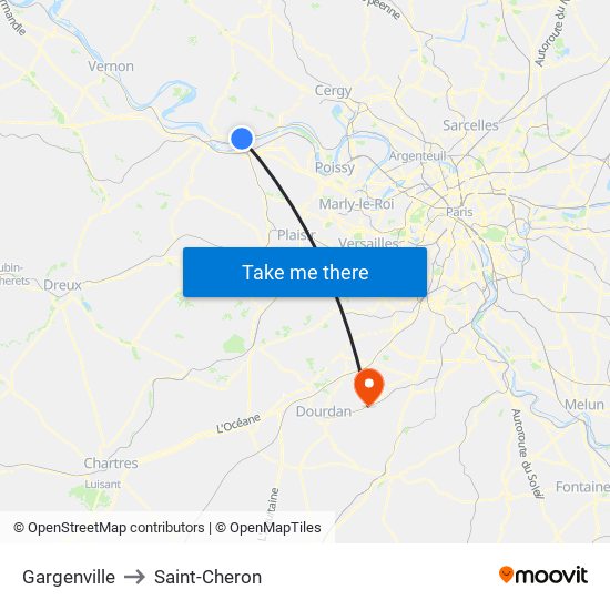 Gargenville to Saint-Cheron map