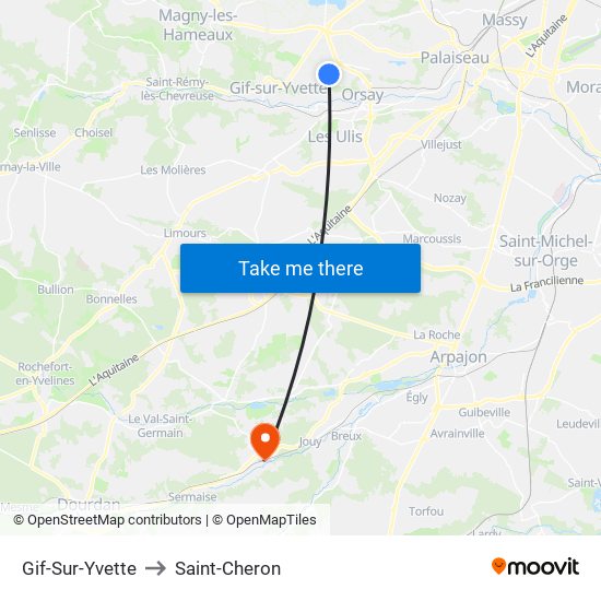 Gif-Sur-Yvette to Saint-Cheron map