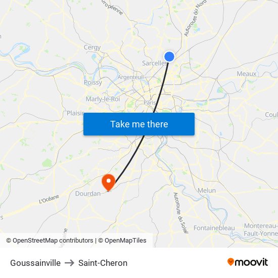 Goussainville to Saint-Cheron map