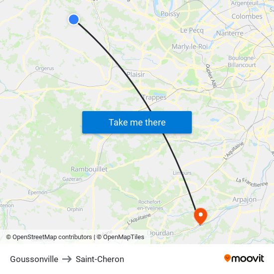 Goussonville to Saint-Cheron map
