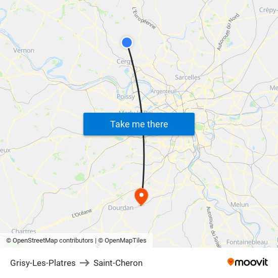 Grisy-Les-Platres to Saint-Cheron map