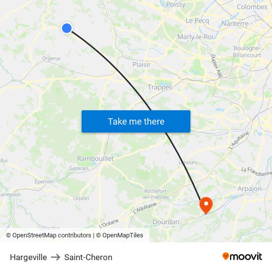 Hargeville to Saint-Cheron map
