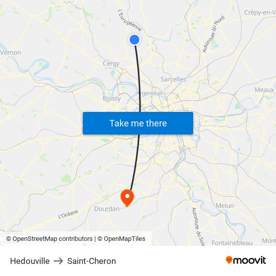 Hedouville to Saint-Cheron map
