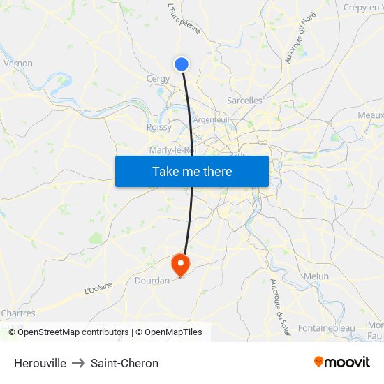 Herouville to Saint-Cheron map