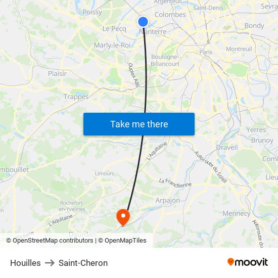 Houilles to Saint-Cheron map
