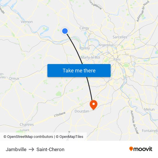 Jambville to Saint-Cheron map