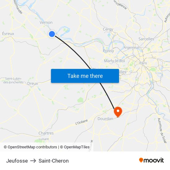 Jeufosse to Saint-Cheron map