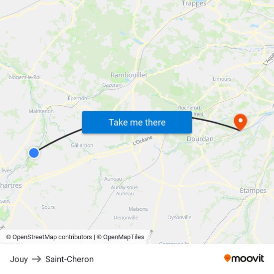 Jouy to Saint-Cheron map