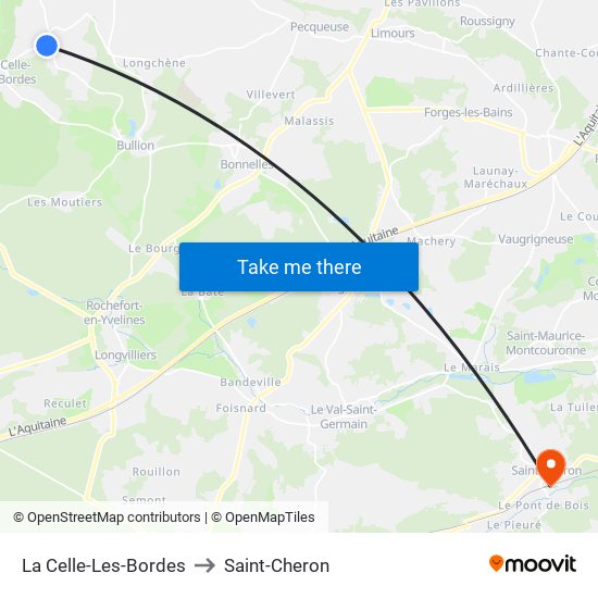 La Celle-Les-Bordes to Saint-Cheron map