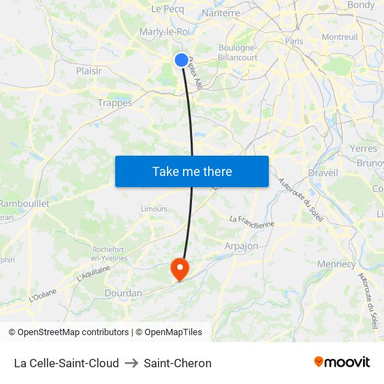 La Celle-Saint-Cloud to Saint-Cheron map