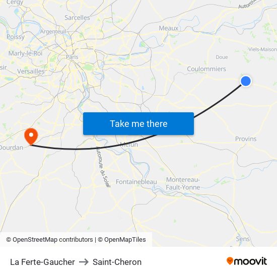 La Ferte-Gaucher to Saint-Cheron map