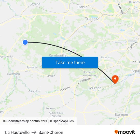 La Hauteville to Saint-Cheron map