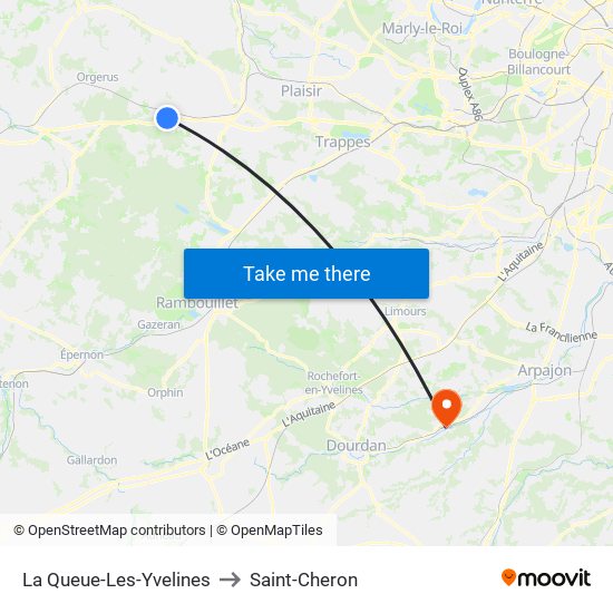 La Queue-Les-Yvelines to Saint-Cheron map