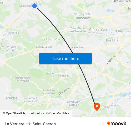 La Verriere to Saint-Cheron map