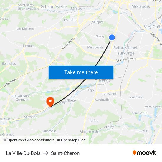 La Ville-Du-Bois to Saint-Cheron map