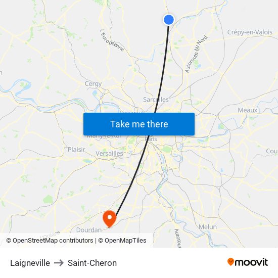 Laigneville to Saint-Cheron map