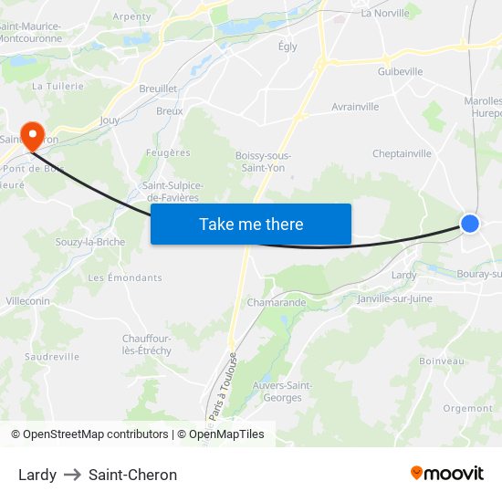 Lardy to Saint-Cheron map