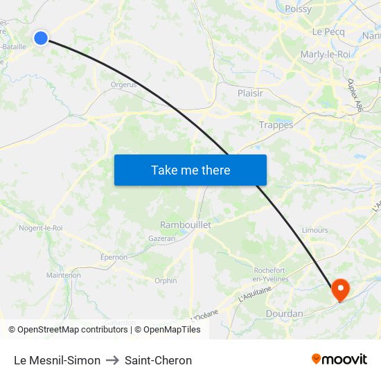 Le Mesnil-Simon to Saint-Cheron map