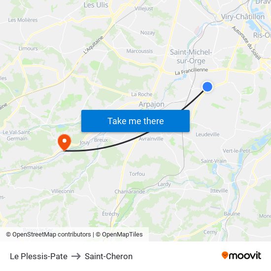 Le Plessis-Pate to Saint-Cheron map