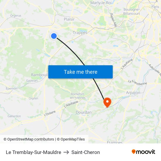 Le Tremblay-Sur-Mauldre to Saint-Cheron map