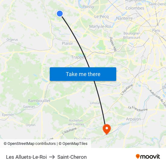 Les Alluets-Le-Roi to Saint-Cheron map