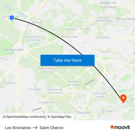Les Breviaires to Saint-Cheron map