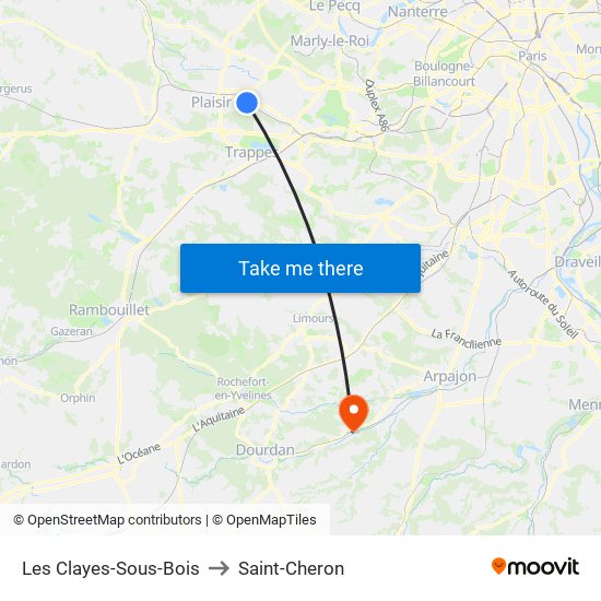 Les Clayes-Sous-Bois to Saint-Cheron map