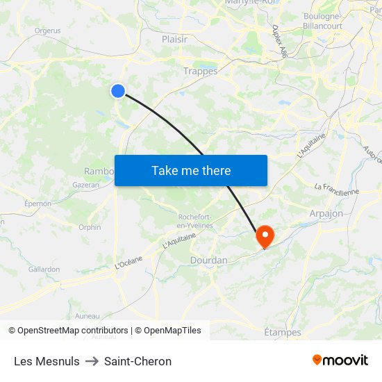 Les Mesnuls to Saint-Cheron map