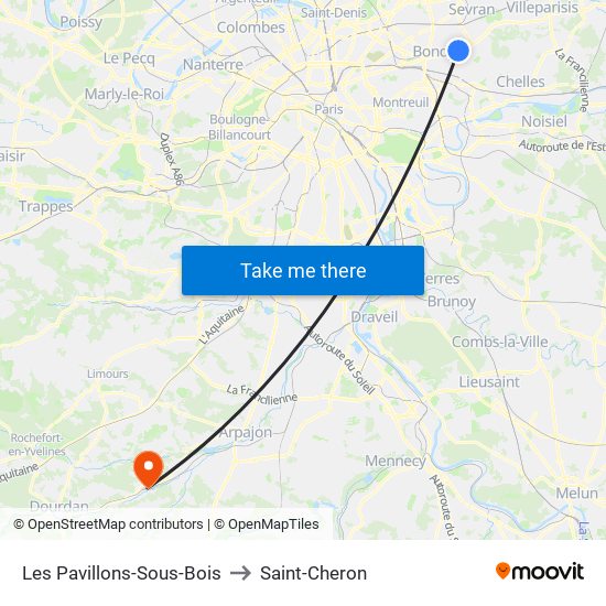 Les Pavillons-Sous-Bois to Saint-Cheron map
