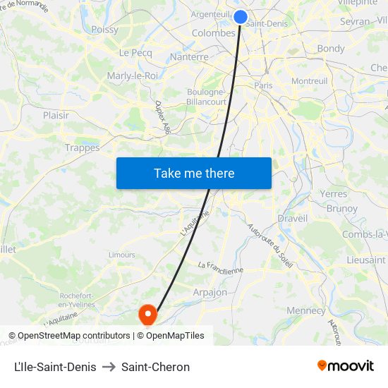 L'Ile-Saint-Denis to Saint-Cheron map