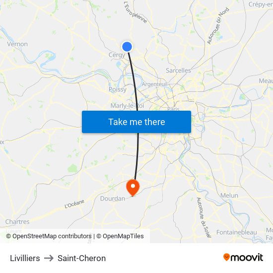 Livilliers to Saint-Cheron map