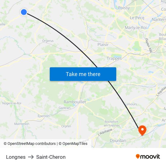 Longnes to Saint-Cheron map