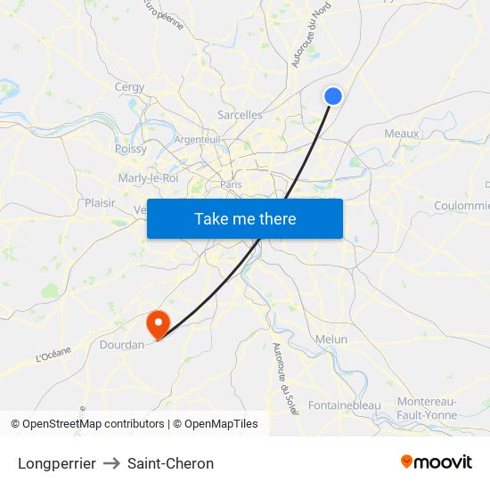 Longperrier to Saint-Cheron map
