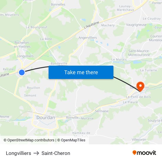 Longvilliers to Saint-Cheron map