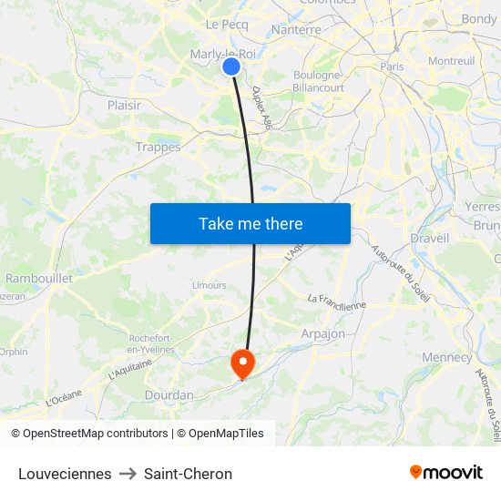 Louveciennes to Saint-Cheron map