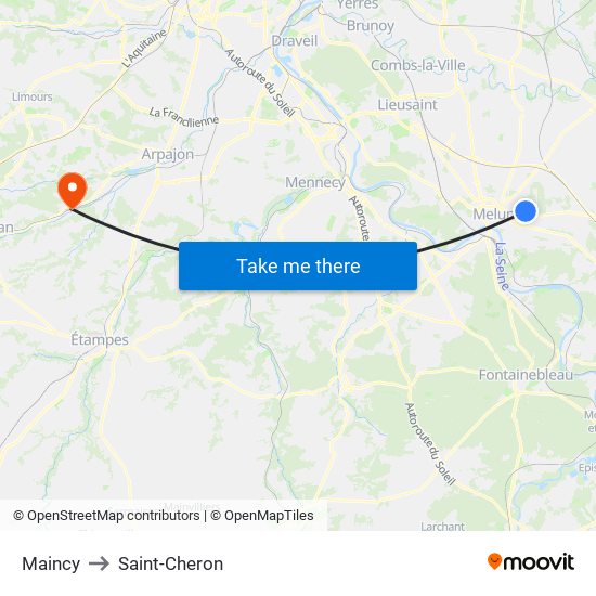 Maincy to Saint-Cheron map