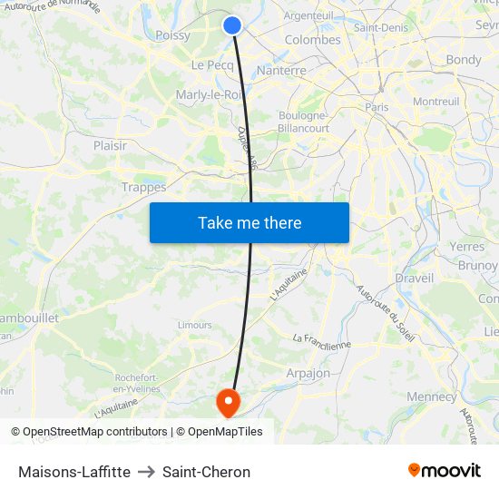 Maisons-Laffitte to Saint-Cheron map