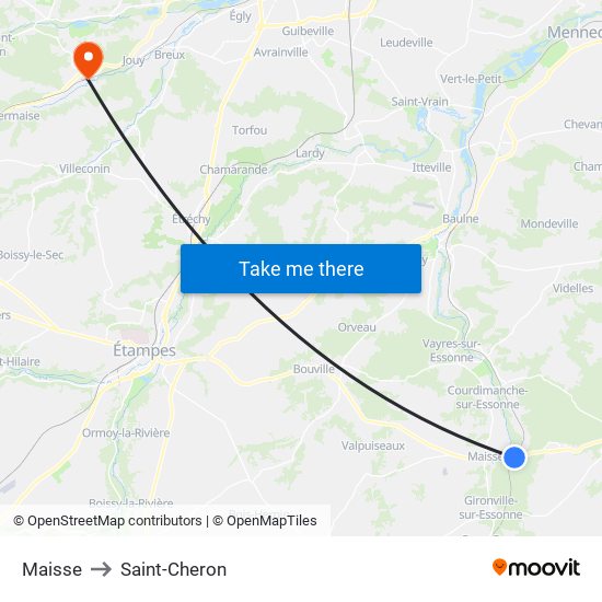 Maisse to Saint-Cheron map