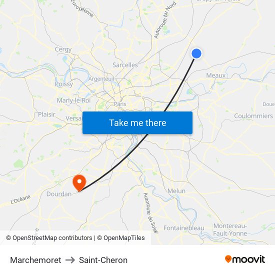 Marchemoret to Saint-Cheron map