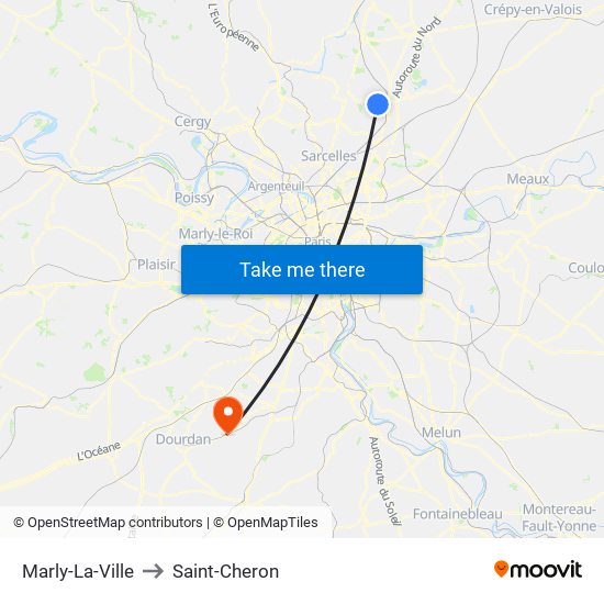 Marly-La-Ville to Saint-Cheron map