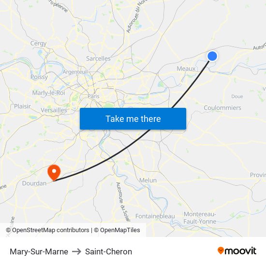 Mary-Sur-Marne to Saint-Cheron map