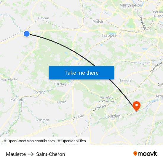 Maulette to Saint-Cheron map