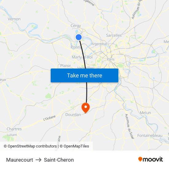 Maurecourt to Saint-Cheron map